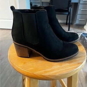 Sonoma Black Ankle Booties with Brown Heel